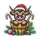 Highland Cow Christmas Embroidery Design, Instant Download