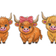 Highland Cow Trio Embroidery Design, Instant Download