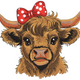 Highland Cow with Bow Embroidery Design, Instant Download