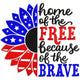 Home of the Free Because of the Brave Embroidery Design, Patriotic Sunflower Pattern, Instant Download