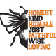 Honest Kind Humble Just Faithful Wise Embroidery Design, Instant Download