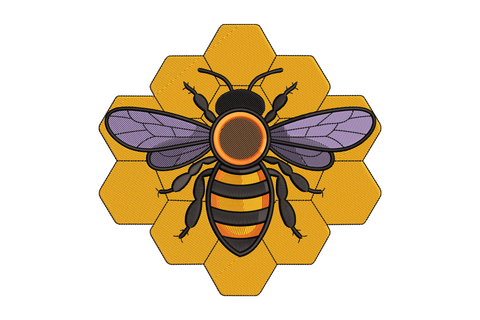 Honeycomb Bee Embroidery Design