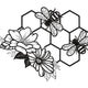 Honeycomb Bee Floral Embroidery Design, Instant Download