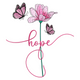 Hope Flower Butterfly Embroidery Design, Inspirational Word Art Machine Embroidery Pattern, Instant Download