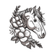 Horse Head Floral Embroidery Design, Instant Download
