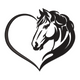 Horse Head Heart Embroidery Design, Instant Download