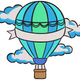 Hot Air Balloon with Clouds Embroidery Design V2, Instant Download
