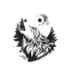 Howling Wolf Moon Embroidery Design, Forest Circle Sketch Pattern, Instant Download