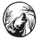 Howling Wolf Forest Embroidery Design, Instant Download