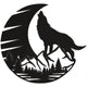 Howling Wolf Mountain Landscape Embroidery Design, Instant Download