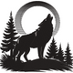 Howling Wolf Silhouette Embroidery Design, Instant Download