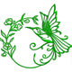 Hummingbird Floral Wreath Embroidery Design, Instant Download