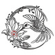Hummingbird and Flower Circle Line Art Embroidery Design, Instant Download