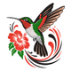 Hummingbird and Hibiscus Flower Embroidery Design, Machine Embroidery Pattern, Instant Download