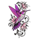 Hummingbird with Floral Swirl Embroidery Design, Instant Download