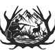Hunter and Deer Antler Scene Embroidery Design, Instant Download