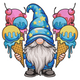 Ice Cream Gnome Embroidery Design, Instant Download