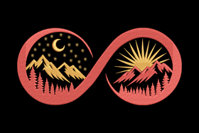 Infinity Mountain Landscape Embroidery Design, Machine Embroidery Pattern, Instant Download