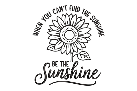 Black and white sunflower design with motivational quote on a white background