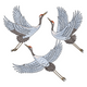 Japanese Flying Crane Embroidery Design, Oriental Bird Machine Embroidery Pattern, Instant Download