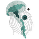 Jellyfish Embroidery Design, Sea Sketch Pattern