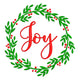 Joy Christmas Wreath Embroidery Design, Instant Download