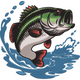 Jumping Bass Fish Embroidery Design, Instant Download