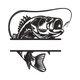Jumping Bass Fishing Line Art Embroidery Design, Instant Download