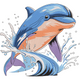 Jumping Dolphin Embroidery Design V2, Instant Download