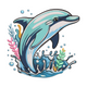 Jumping Dolphin Splash Embroidery Design, Marine Life Machine Embroidery Pattern, Instant Download