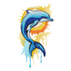 Jumping Dolphin Splash Embroidery Design, Ocean Marine Machine Embroidery Pattern, Instant Download