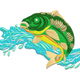 Jumping Fish Splash Embroidery Design, Instant Download