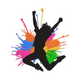 Jumping Girl Color Splash Embroidery Design, Energetic Silhouette Machine Embroidery, Instant Download