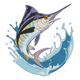 Jumping Marlin Fish Embroidery Design, Instant Download