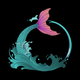 Jumping Mermaid Wave Embroidery Design, Instant Download