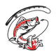 Jumping Trout Fishing Embroidery Design, Instant Download