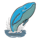 Jumping Whale Embroidery Design, Instant Download