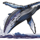 Jumping Whale Embroidery Design V2, Instant Download