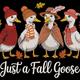 Just a Fall Goose Embroidery Design, Farmhouse Autumn Machine Embroidery Pattern, Instant Download
