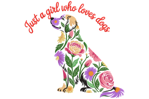 Just a Girl Who Loves Dogs Embroidery Design