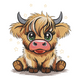 Kawaii Highland Cow Embroidery Design, Instant Download
