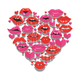 Kisses Heart Lips Embroidery Design, Valentine Kiss Pattern, Instant Download