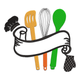Kitchen Utensils Banner Embroidery Design, Instant Download