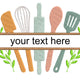 Kitchen Utensils Custom Text Embroidery Design, Instant Download