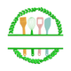 Kitchen Utensils Laurel Wreath Embroidery Design, Instant Download
