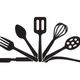 Kitchen Utensils Silhouette Embroidery Design, Instant Download