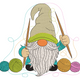 Knitting Gnome with Yarn Balls Embroidery Design, Instant Download