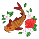 Koi Fish Floral Embroidery Design, Japanese Art Machine Embroidery Pattern, Instant Download
