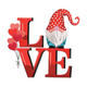 LOVE Gnome with Heart Balloons Embroidery Design, Valentine Gnome Machine Embroidery, Instant Download