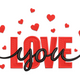 LOVE You Valentine Hearts Embroidery Design, Instant Download